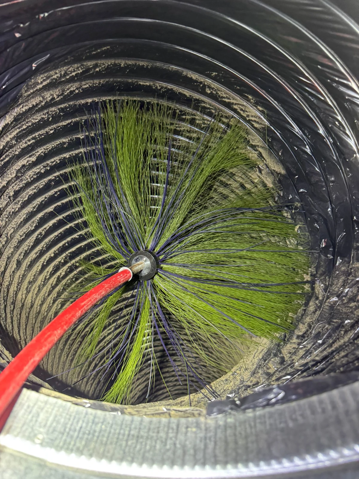 A rotary brush worked through the trunk under negative pressure